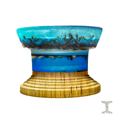 "Bloom Pull" Coffee Beans in Epoxy Pedistal Bowl on Hand Joined Plywood