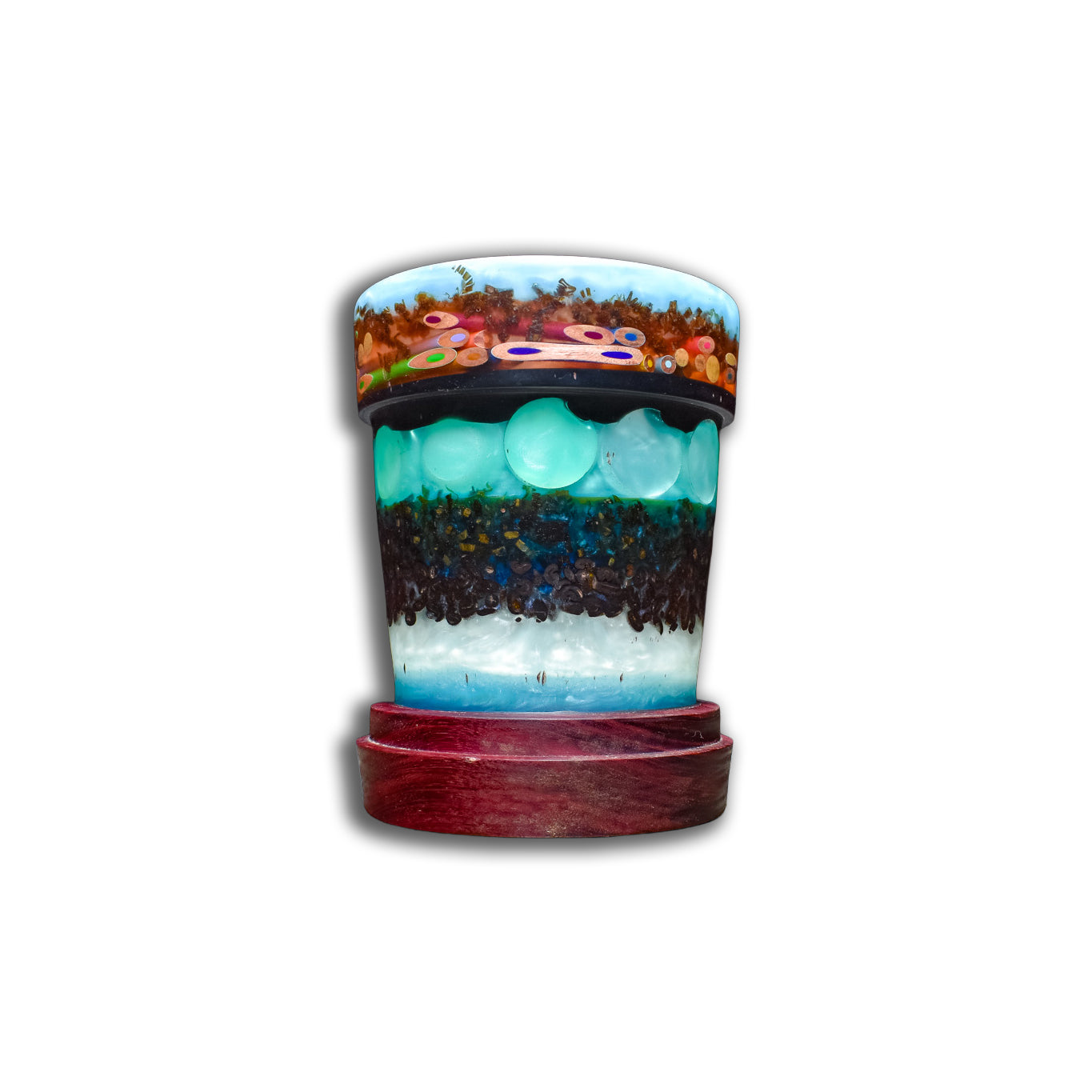 Decorative Epoxy and Purple Heart Container  Featuring Colored Pencils and Coffee Beans