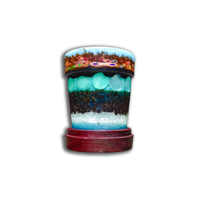 Decorative Epoxy and Purple Heart Container  Featuring Colored Pencils and Coffee Beans