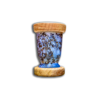 "Dreaming in Abstract Expressionism" Hand Turned Accordian Folded Packing Paper in Epoxy Vase on Aged Maple