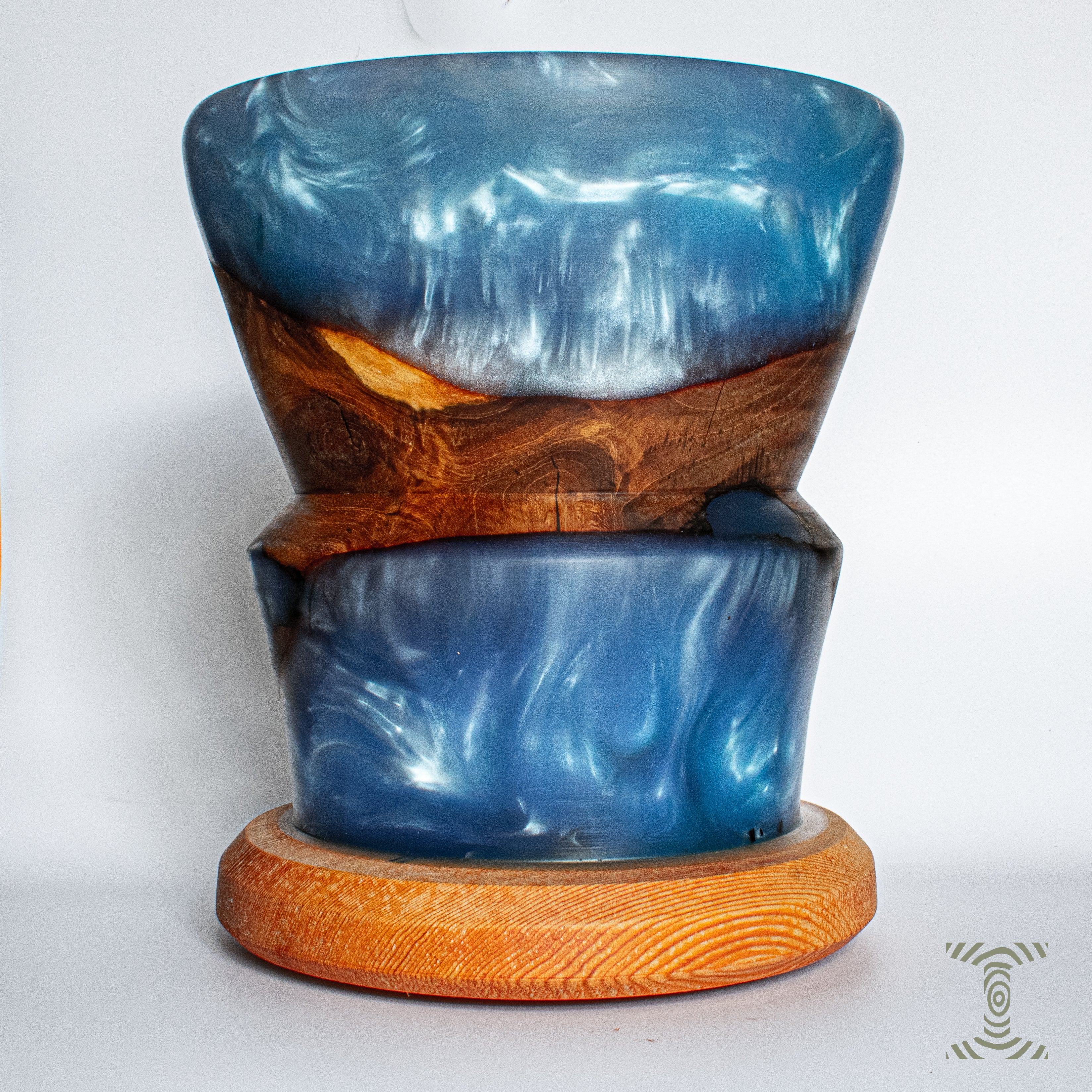 "West Bay Driftwood" Hand Turned Western Washington Fir Fragment in Epoxy Vase on Canadian Fir