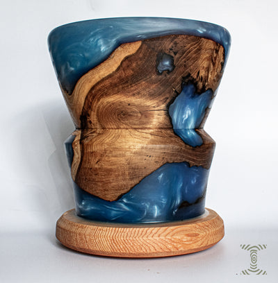 "West Bay Driftwood" Hand Turned Western Washington Fir Fragment in Epoxy Vase on Canadian Fir