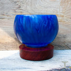 "Blue Circle" Hand Turned Bowling Ball Bowl on Purple Heart