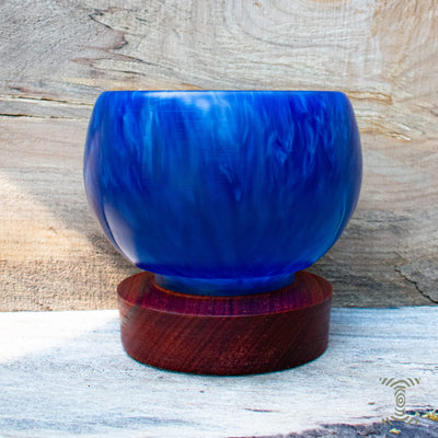"Blue Circle" Hand Turned Bowling Ball Bowl on Purple Heart