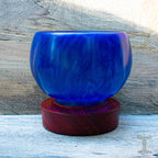 "Blue Circle" Hand Turned Bowling Ball Bowl on Purple Heart