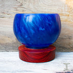 "Blue Circle" Hand Turned Bowling Ball Bowl on Purple Heart