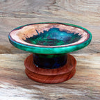 "Olympic Rainforest" Pinecones in Epoxy Hand Turned Pedestal Bowl on Padauk