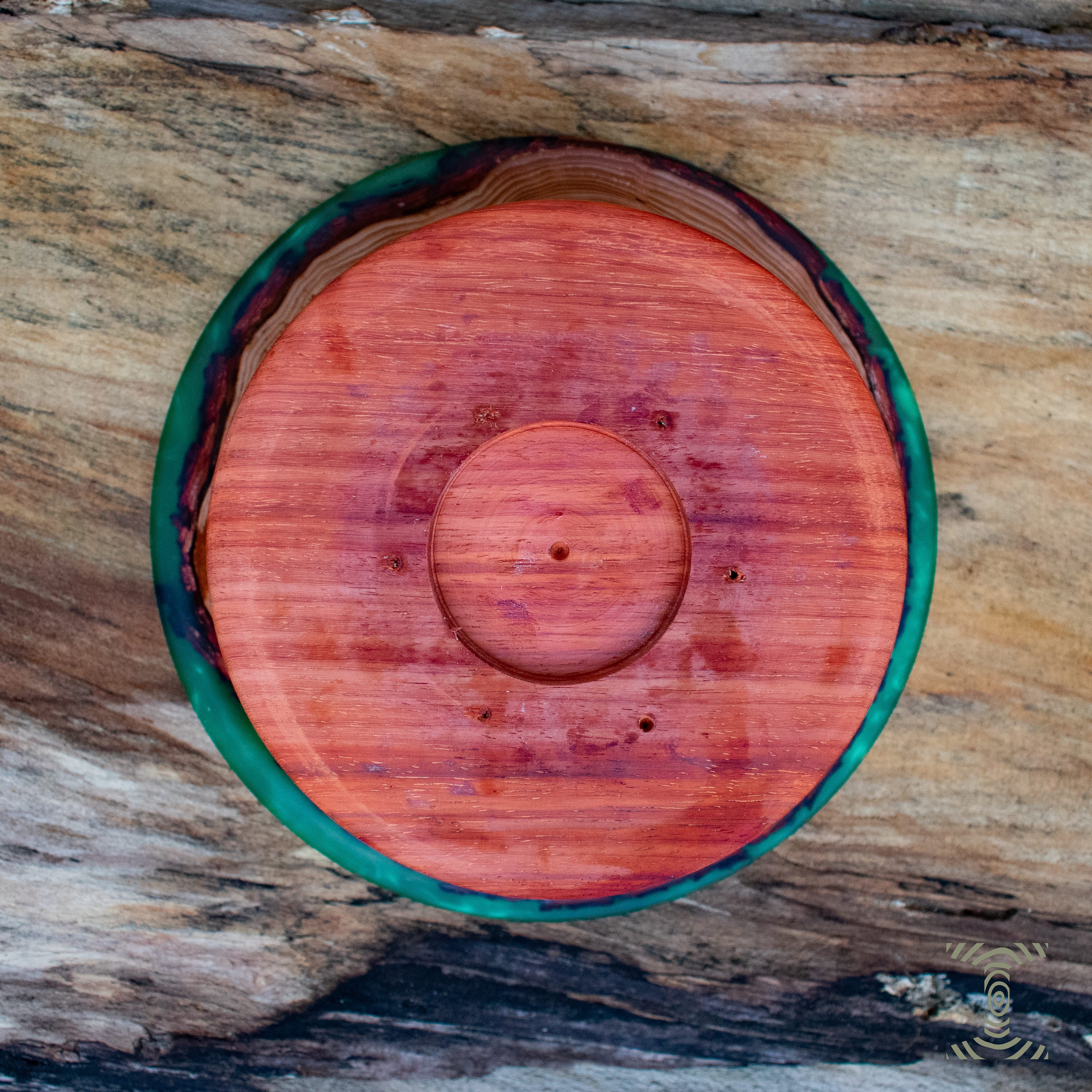 "Olympic Rainforest" Pinecones in Epoxy Hand Turned Pedestal Bowl on Padauk