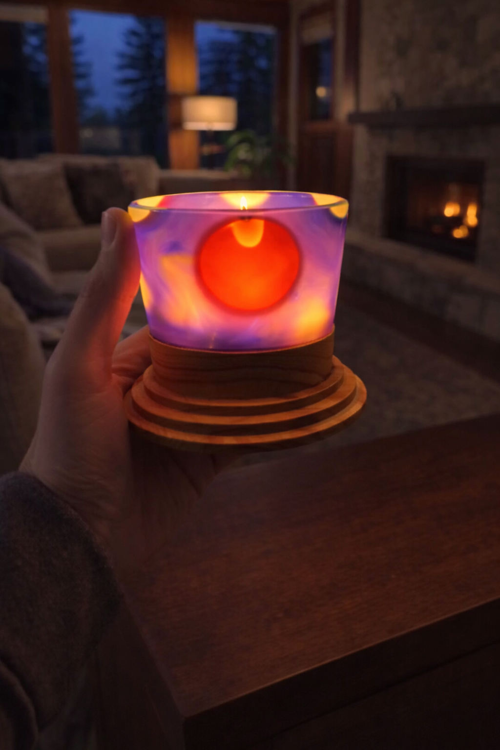 "Corner Pocket" Pool Balls in Epoxy Hand Turned Candle Holder on Canarywood