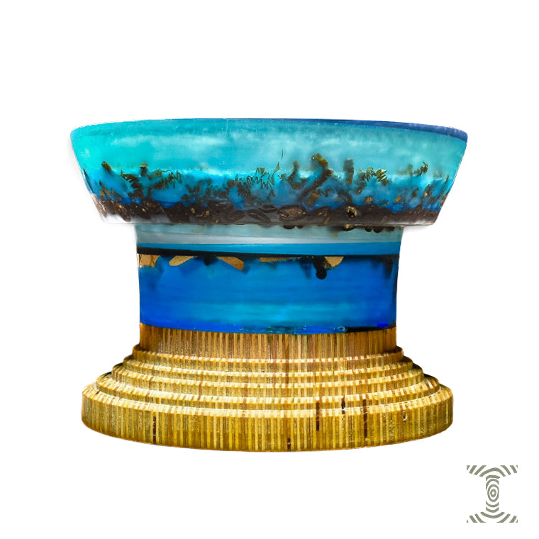 "Bloom Pull" Coffee Beans in Epoxy Pedistal Bowl on Hand Joined Plywood