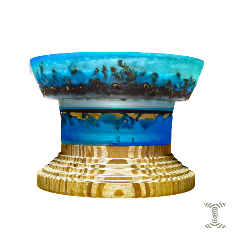 "Bloom Pull" Coffee Beans in Epoxy Pedistal Bowl on Hand Joined Plywood