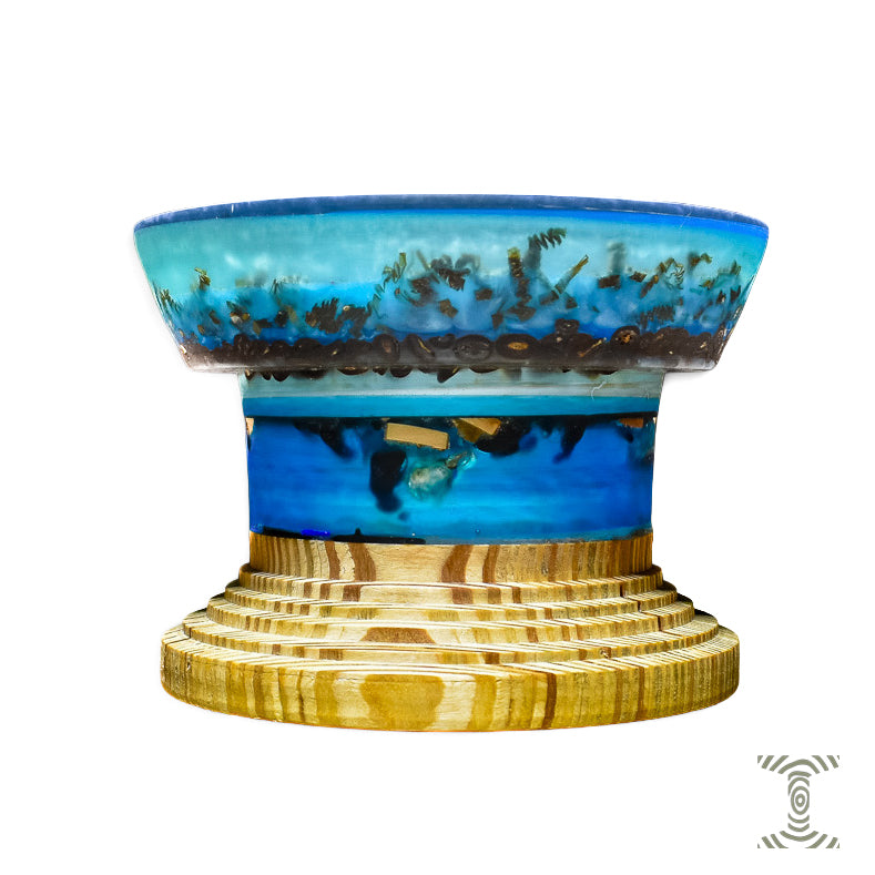 "Bloom Pull" Coffee Beans in Epoxy Pedistal Bowl on Hand Joined Plywood